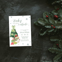 Green Baby It's Cold Outside Snowman Baby Shower