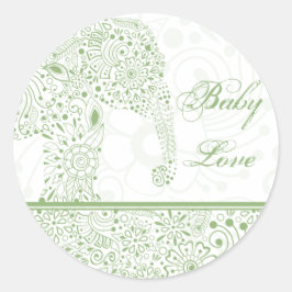 Green Baby Liebe Elephant Sticker