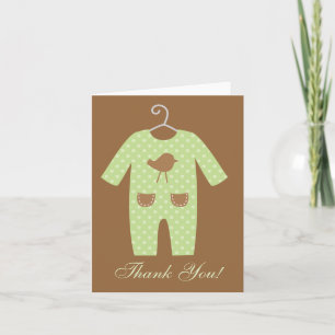 Green Baby Outfit Babydusche Dankeskarte