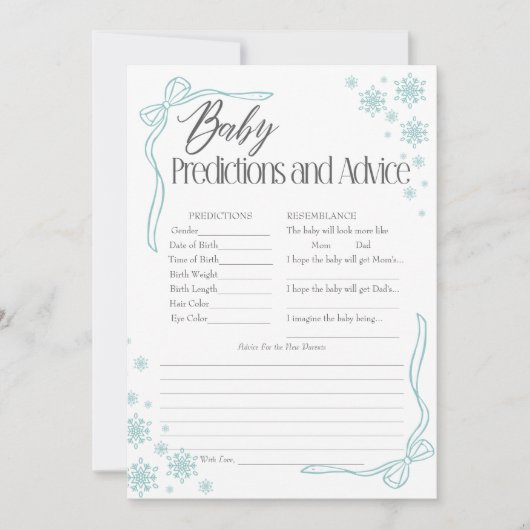 Green Baby Predictions Karte Snow Coquette Green B (Vorderseite)