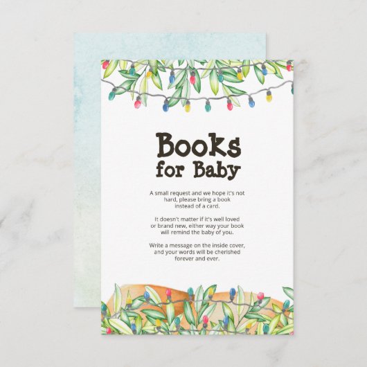 Green Baby Shower Book Request Card Einladung (Vorne/Hinten)