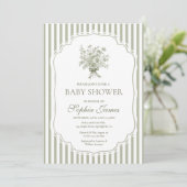 Green Baby Shower Einladung Vorlage Gender Boho (Stehend Vorderseite)