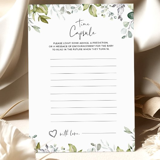 Green Baby Shower Game Time Kapsel