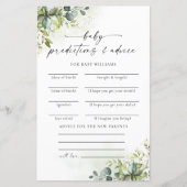 Green Baby Shower Predictions Card (Vorderseite)