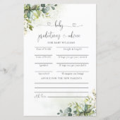 Green Baby Shower Predictions Card (Vorderseite)