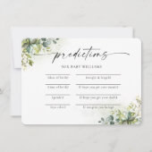 Green Baby Shower Predictions Card Einladung (Vorderseite)