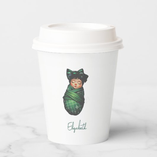 Green Baby Swaddle Duschpapiertasse Pappbecher (Vorderseite)