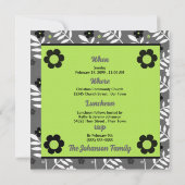 Green Baby Taufen mit Monogram und Foto Einladung (Rückseite)