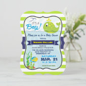 Green Baby Whale, Boy Baby Shower Einladung (Stehend Vorderseite)