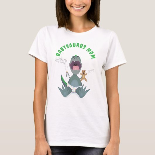 Green Babysaurus Mom T-rex  T-Shirt (Vorderseite)