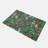 Green Background Christmas Decorative Pattern Fußmatte (Schrägansicht)