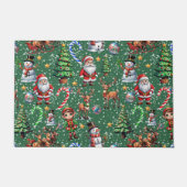 Green Background Christmas Decorative Pattern Fußmatte (Vorderseite)