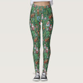 Green Background Christmas Decorative Pattern Leggings (Vorderseite)