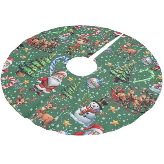 Green Background Christmas Decorative Pattern Polyester Weihnachtsbaumdecke (Schrägansicht)