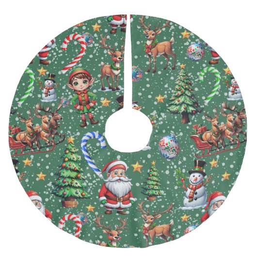 Green Background Christmas Decorative Pattern Polyester Weihnachtsbaumdecke (Vorderseite)