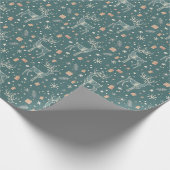 Green background with deer, gift packaging geschenkpapier (Ecke)