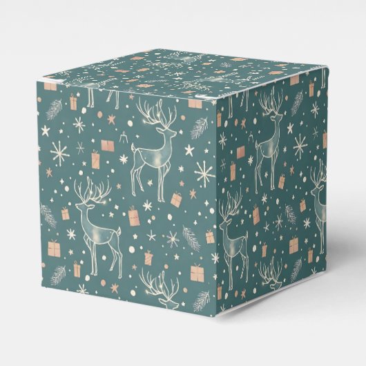 Green background with deer, gift packaging geschenkschachtel (Vorderseite)