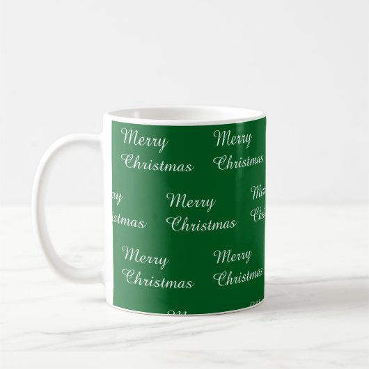 Green background with Merry Christmas repeated Kaffeetasse (Links)