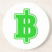 GREEN BAHT SIGN ฿ thailändischer ฿ Sandstein Untersetzer (Vorne)