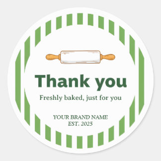 Green Bakery Brand Name Thank You Runder Aufkleber