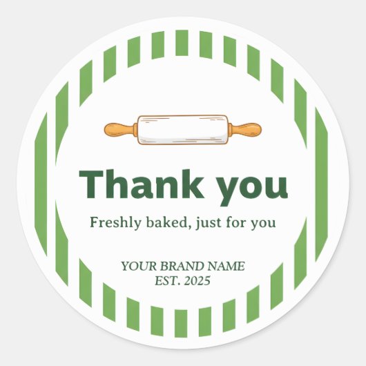 Green Bakery Brand Name Thank You Runder Aufkleber (Vorderseite)