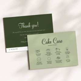 Green Bakery Cake Care Instruction Card Mitteilungskarte