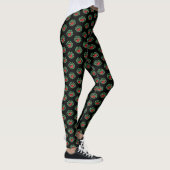Green Bali Style Evil Gargoyle Open Mouth Tongue Leggings (Rechts)