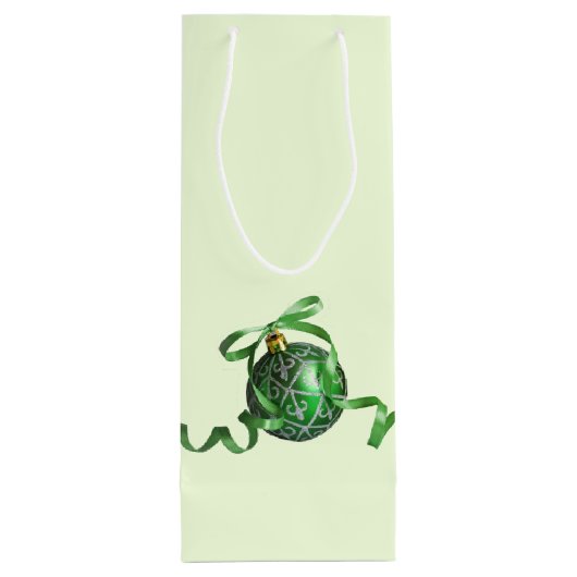Green Ball Ornament Custom Christmas Weinbeutel Geschenktüte Für Weinflaschen (Rückseite)