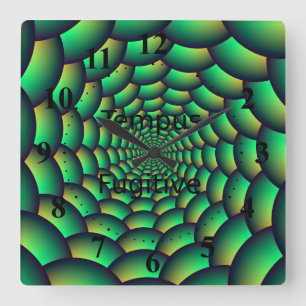 Green Ball Spiral Tunnel Quadratische Wanduhr