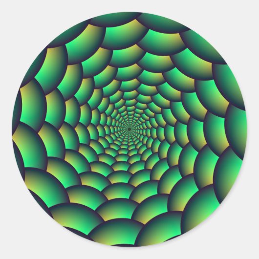 Green Ball Spiral Tunnel Runder Aufkleber (Vorderseite)