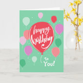 Green Ballons Birthday Card Karte (Gelbe Blume)
