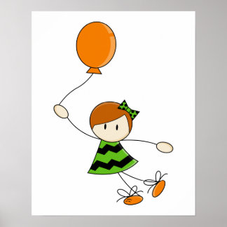 Green Balloon Girl-Leinwand Poster