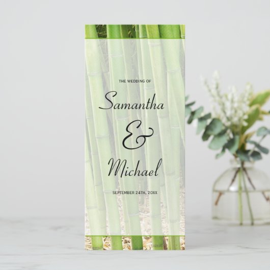 Green Bamboo Asian Wedding Program Programm (Stehend Vorderseite)