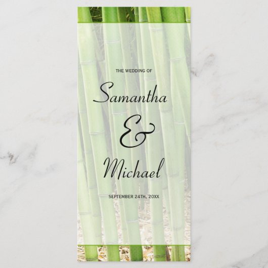 Green Bamboo Asian Wedding Program Programm (Vorderseite)