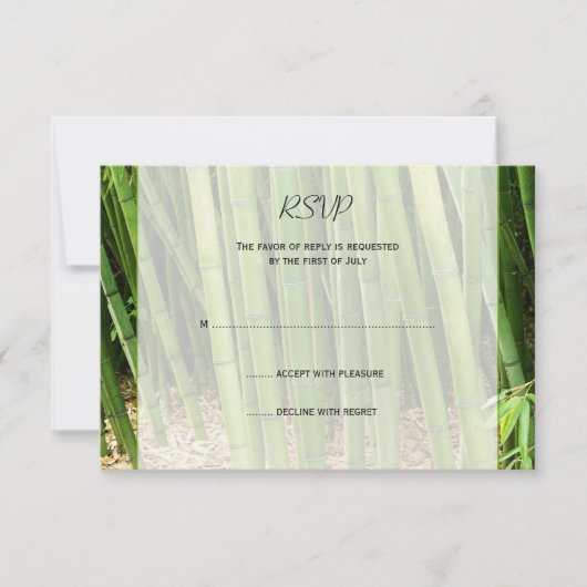 Green Bamboo Asian Wedding Response Card RSVP Karte (Vorderseite)