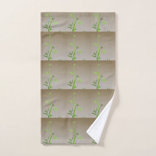 Green Bamboo auf Taupe Tiles Contemporary Badhandtuch Set (Handtuch)