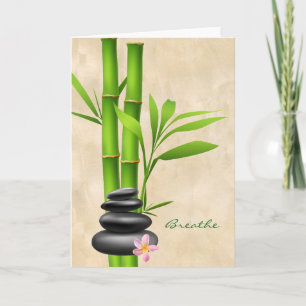 Green Bamboo Black Meditation Stones Breathe Karte
