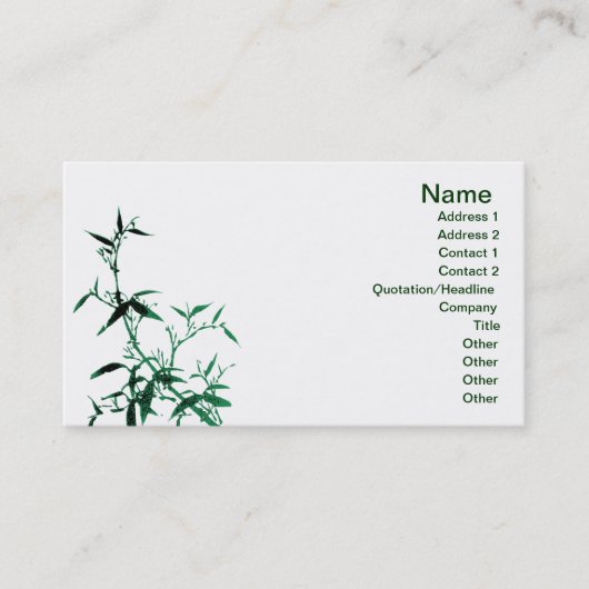 Green Bamboo Business Card Visitenkarte (Vorderseite)