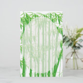 Green Bamboo Floral Stationary Briefpapier (Stehend Vorderseite)