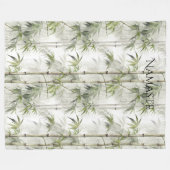 Green Bamboo Mindfulness Yoga Fleecedecke (Vorderseite (Horizontal))