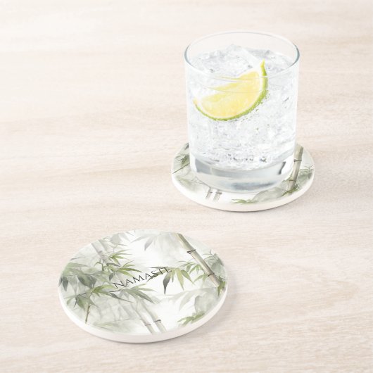 Green Bamboo Mindfulness Yoga Getränkeuntersetzer (Seite)