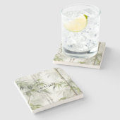 Green Bamboo Mindfulness Yoga Steinuntersetzer (Seitenansicht)