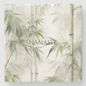 Green Bamboo Mindfulness Yoga Steinuntersetzer (Vorderseite)