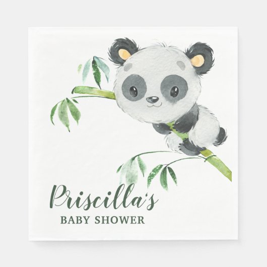 Green Bamboo Panda Baby Shower Gender Neutral Serviette (Vorderseite)