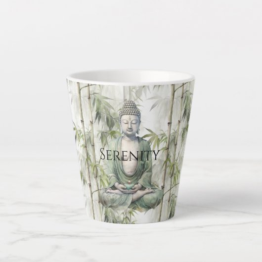 Green Bamboo Serenity Buddha Milchtasse (Vorderseite)