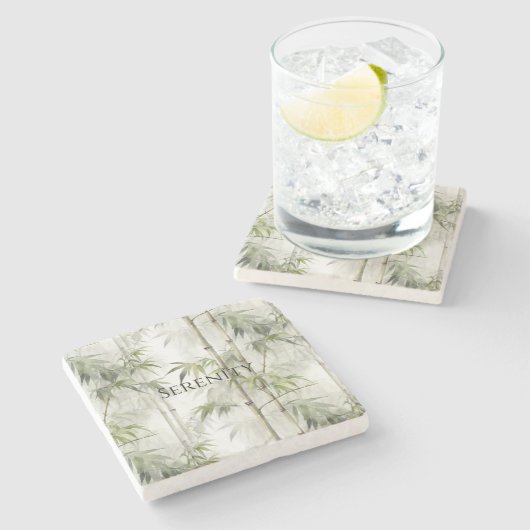 Green Bamboo Serenity Steinuntersetzer (Seitenansicht)