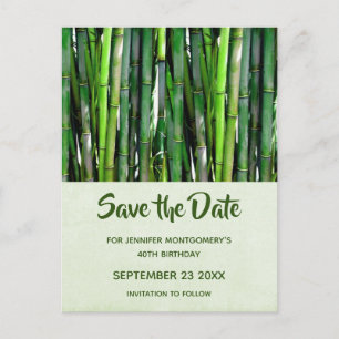 Green Bamboo Stalks Nature Foto - Save the Date Einladungspostkarte