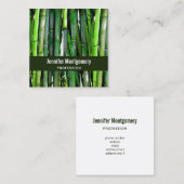 Green Bamboo Stalks Naturfotografie Quadratische Visitenkarte (Vorne/Hinten)