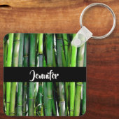 Green Bamboo Stalks Naturfotografie Schlüsselanhänger (Rückseite)
