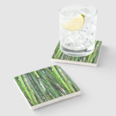 Green Bamboo Stalks Naturfotografie Steinuntersetzer (Seitenansicht)